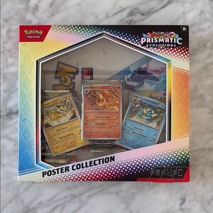 NEW unopened pokémon prismatic evolutions poster/card collection